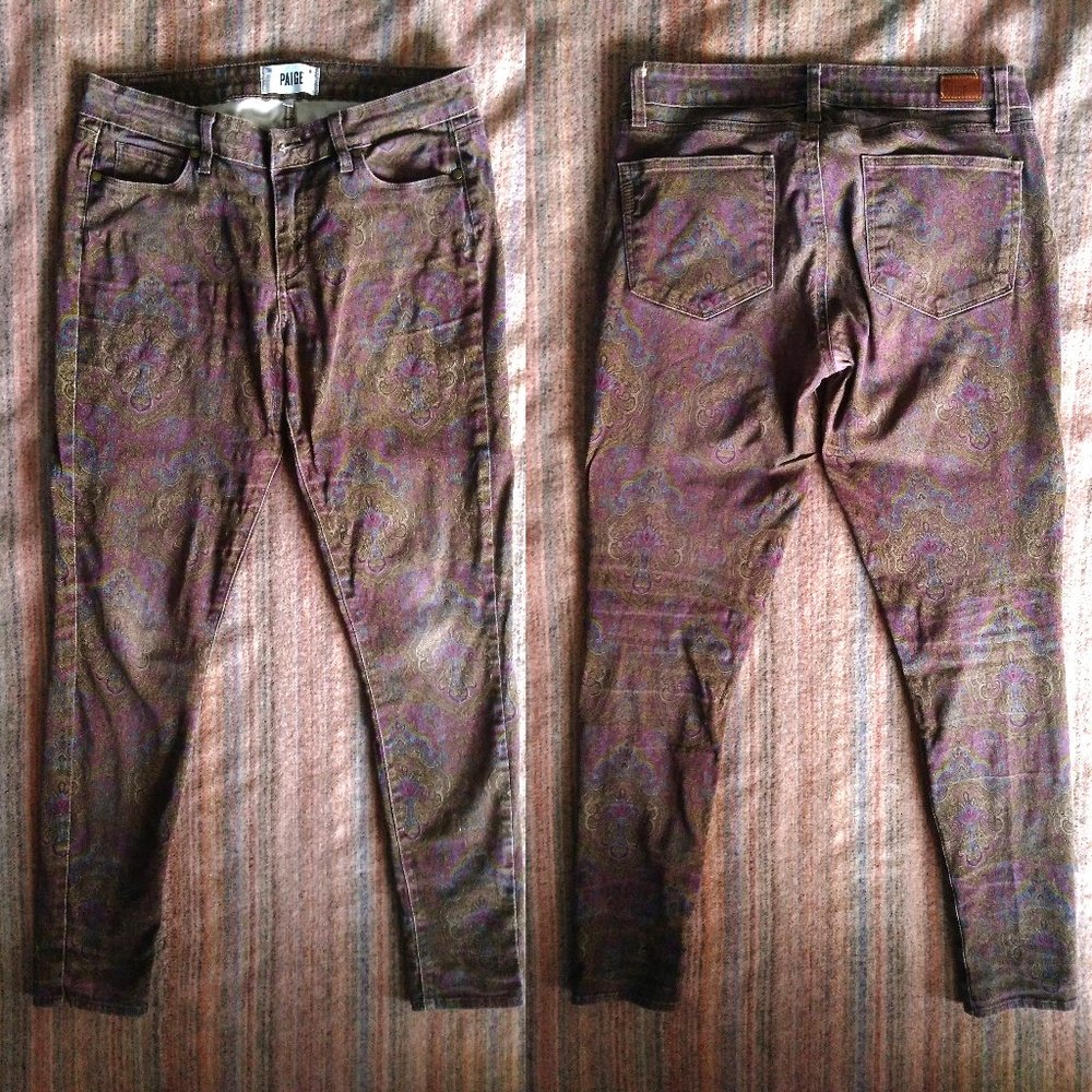 Paisley Cotton Low-Rise Skinny Pants